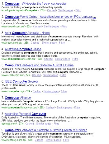 Computer in www.google.com.au