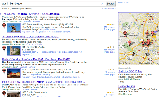 Google Places Search: pagina dei risultati