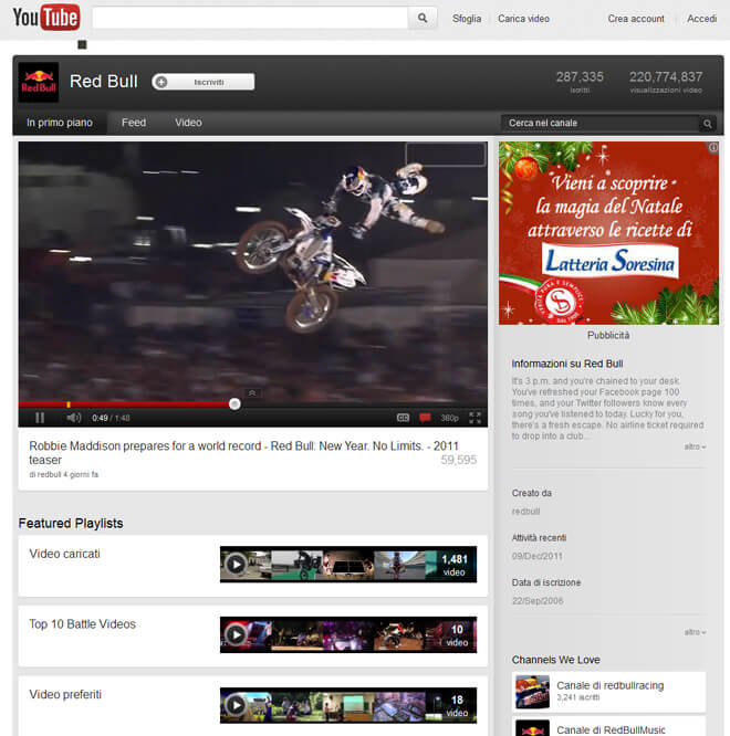YouTube - il canale di Red Bull