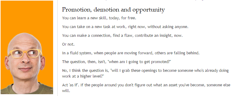 seth godin promotion, demotion opportunity