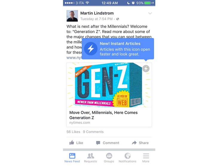 facebook instant articles new york times