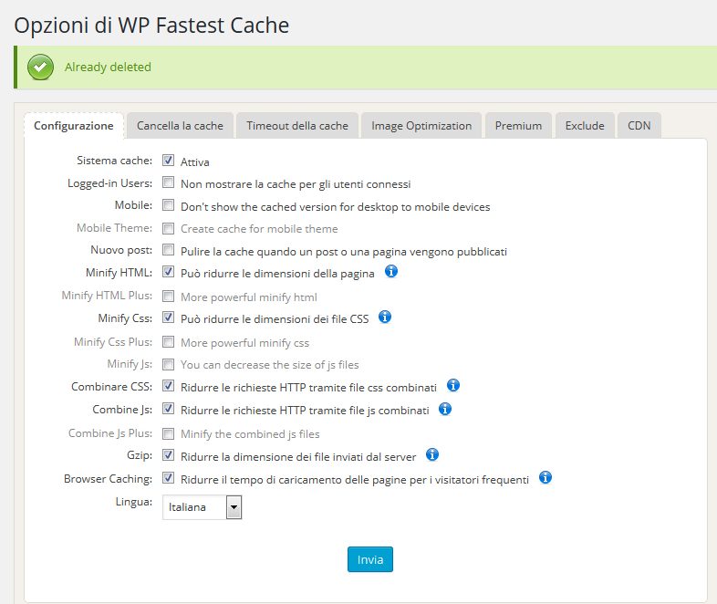 WP Fastest Cache velocità di caricamento dei siti