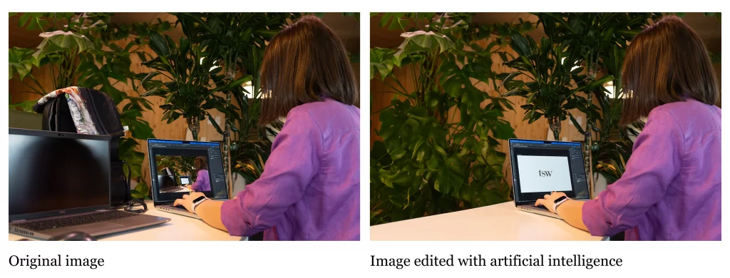 Comparison between an original image and an image modified with artificial intelligence